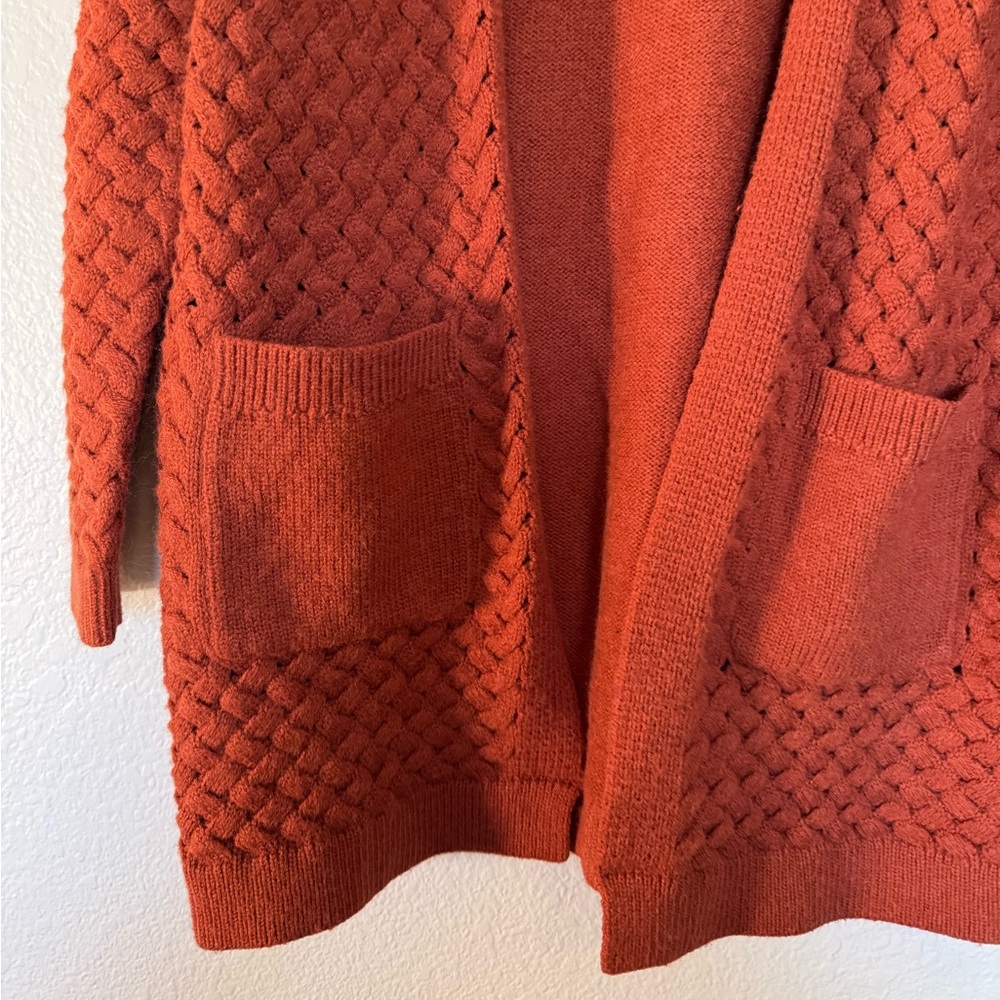 Size Large Long Knit Rust Colored Cardigan - Picture 3 of 5